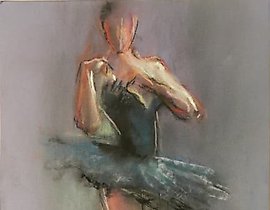 黑色舞裙的芭蕾舞者 纸板，粉彩