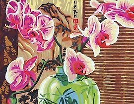 "Vase with orchids canvas"