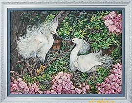 春季主题 油画，画布