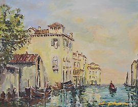 威尼斯 油画，画布画框