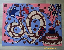 Шоколадный питон Акрил,  картон 