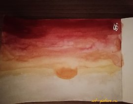 The translation of "Восход Солнца" Акварель into English is "Sunrise" Watercolor.