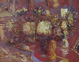 Red interior. Canvas, oil. 70 x 80 cm.