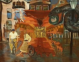 The evolution of life in the universe oil on canvas.