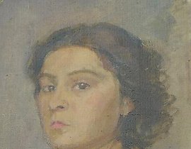 自画像。纸板，油画。28 x 21 厘米。