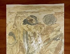 天然沙子 手工颜料，绘图纸。