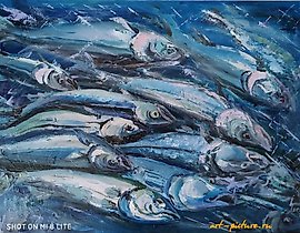 The translation of "Судаки Масло, холст" into English is "Pikes Oil, canvas."