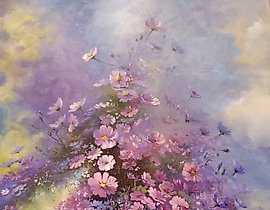 紫色的夏天 油画，画布