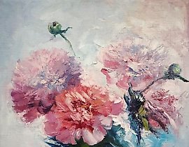 Peonies Oil, canvas