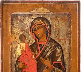 AN ICON SHOWING THE THREE-HANDED MOTHER OF GOD Russian
