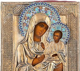 AN ICON SHOWING THE IVERSKAYA MOTHER OF GOD Russian, 19th century