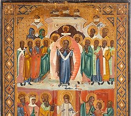 SMALL ICON WITH THE VEIL MIRACLE OF THE MOTHER OF GOD (POKROV...)