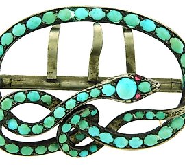 蓝宝石和银色蛇形腰带扣