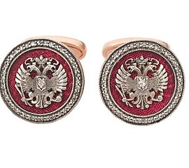 Pr 14K RG Diamond Imperial Russian Cufflinks