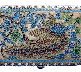 Attractive Russian silver-gilt and cloisonné cigarette case,...