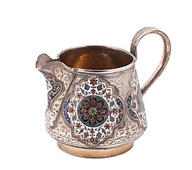 俄罗斯镀金银奶罐