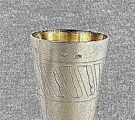 Russian USSR old gilt sterling silver 875 engraved liquor vo...