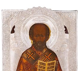 古董俄罗斯东正教圣尼古拉斯像