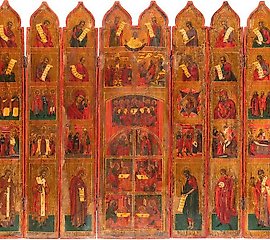 俄罗斯流动的圣像屏风，19世纪的作品。