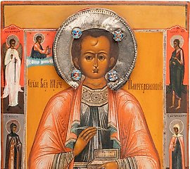 AN ICON SHOWING ST. PANTELEIMON Russian, 2nd half 19th century