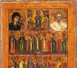 A MULTI-PARTITE ICON SHOWING THE DESCENT INTO HELL, THE MOT