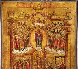 A VERY LARGE ICON SHOWING THE PROTECTING VEIL OF THE MOT