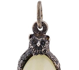 RUSSIAN 88 SILVER AND NATURAL JADE EGG PENDANT