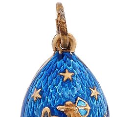 RUSSIAN SILVER GILT GUILLOCHE ENAMEL EGG PENDANT