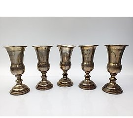 5 Judaica Sterling Silver Kiddush Cups
