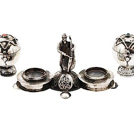 RUSSIAN JUDAICA SILVER FILIGREE SCENT BOX SET