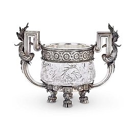 BOLIN, RUSSIA, CIRCA 1900: AN IMPRESSIVE SILVER AND CUT GLASS...
