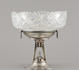 Russian Art Deco Sterling Tazza with Crystal Insert
