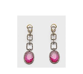 Pair of glamorous ruby earrings in the style of the Belle Epoque.
