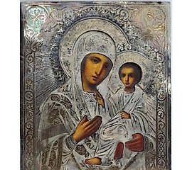 十九世纪的俄罗斯古董银色圣像