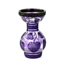 带有银边的“Vyunok”花瓶，84号银标。玻璃制品。