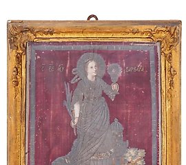 18世纪俄罗斯东正教教堂的古董圣像，描绘圣巴巴拉。