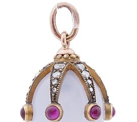 14K Russian rose gold pendant "Easter egg" with diamonds.