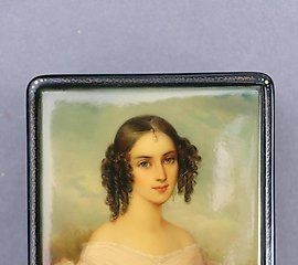 纳塔莉亚·普希金-冈恰罗娃（1812-1863），俄罗斯费多斯基诺的漆画微型画。