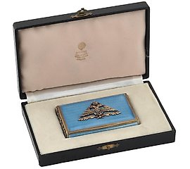 银质烟盒，带有珐琅和钻石