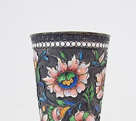 A cased Russian .84 silver and cloisonné enamel spoon, proba...