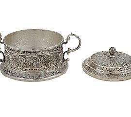 ANTIQUE PERSIAN SET OF SIX SILVER TEA GLASS HOLDERS