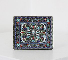 A Russian style silver and cloisonne cigarette case.