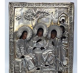 古董俄罗斯银色圣像
