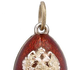IMPERIAL RUSSIAN GILT SILVER ENAMEL EGG PENDANT