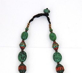 A Top Tribal Necklace - Coral, Malachite, Turquoise & Silver