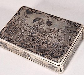 19th Century Russian Silver Niello Snuff Box and