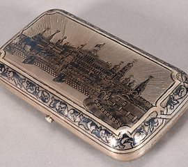 19th century Russian silver niello snuffbox
