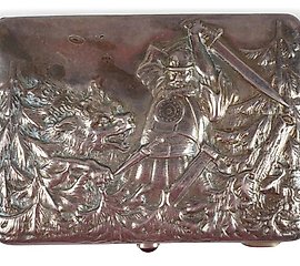 俄罗斯银质艺术新艺术风格香烟盒