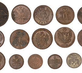 各种俄罗斯硬币：2枚银币，14枚金属币...