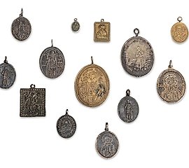 EIGHT SILVER PECTORAL ICONS, RUSSIA, 19TH-20TH CENTURY